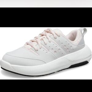 Crocs on the clock work sneakers multicolor grey white pink size 8